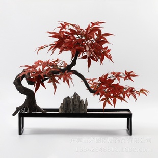 仿真迎客松树绿植花艺摆件样板房间展厅酒店玄关茶室装 新中式 饰品