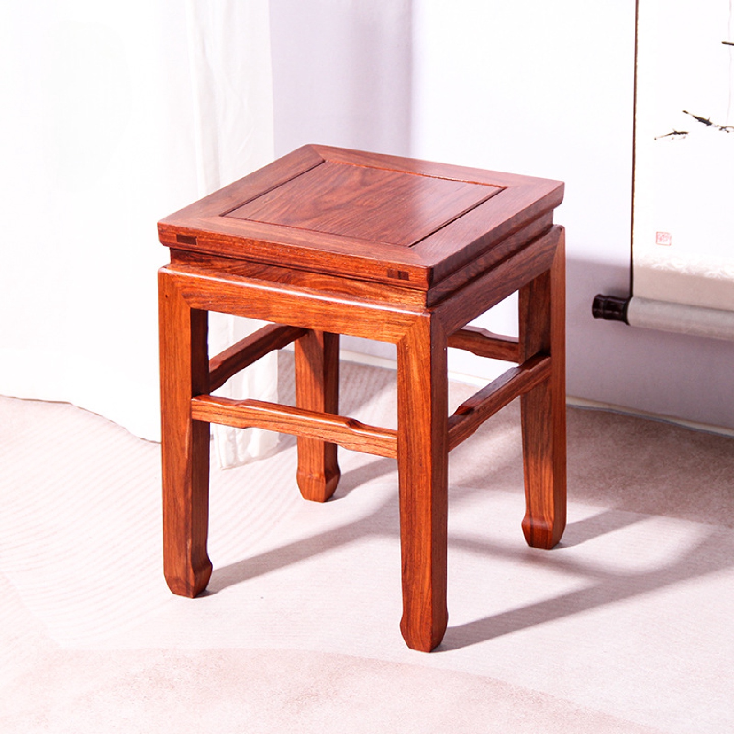 红木家具花梨方凳实木刺猬紫檀原木板凳中式换鞋凳沙发凳鼓凳矮凳