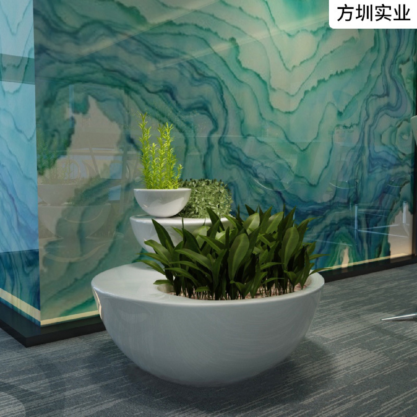 方圳户外景观玻璃钢树池花器楼盘广场个性花池商场玻璃钢层叠花盆