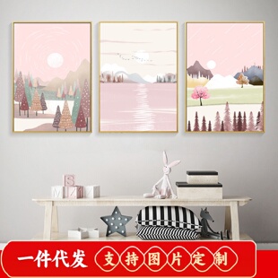 贴钻客厅卧室满绣小幅简约现代清新风景三联钻石画 十字绣2018新款