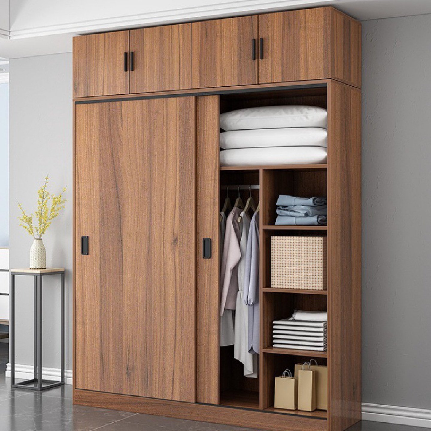 推拉门衣柜家用卧室简易型柜子简约现代储物柜北欧出租房用大衣橱