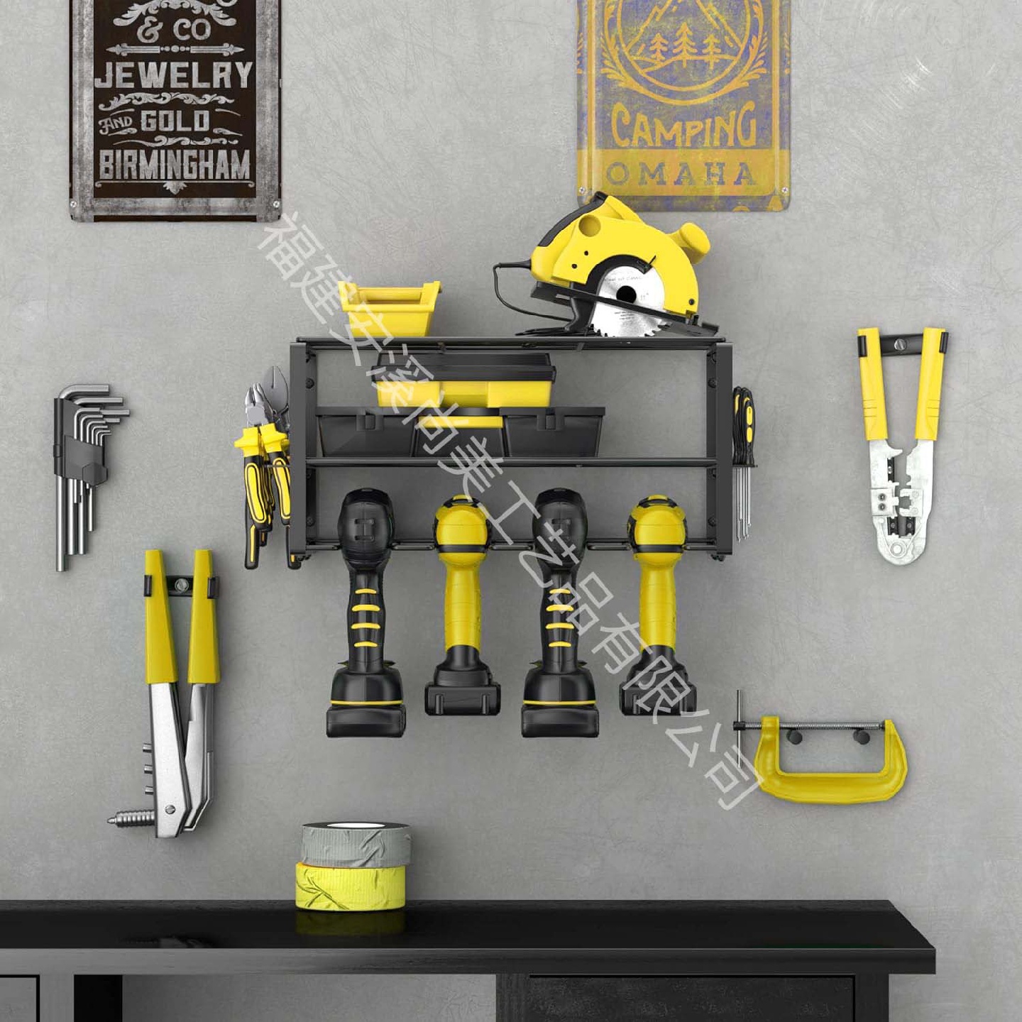 3层2件套电动工具组织者整理架钻头工具整理架车库工具箱置物架