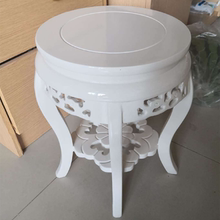 K8欧式白色花架实木花台木质客厅圆形单个高低盆景多层鱼缸批发整