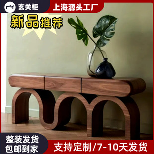 极简玄关 北欧创意烤漆玄关台案台储物柜简约现代侘寂风玄关柜法式