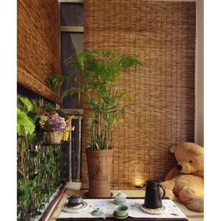 饰复古吊顶遮阳窗帘隔断墙面装 精编芦苇帘子草席竹帘卷帘田园装 修