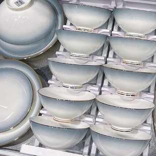 轻奢高级感陶瓷餐具全套组合家用饭碗面碗盘子 景德镇碗碟套装