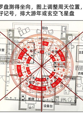 立极尺透明罗盘49孔八宅玄空飞星户型亚克力专业立极规中式测