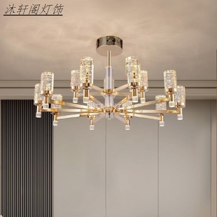 智能餐厅卧室灯具 客厅吊灯后现代简约轻奢水晶气泡柱大气2025新款