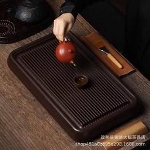 高端德国电木茶盘龙纹紫檀板家用简约排水茶海大小电胶木一件代发