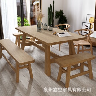 北欧实木餐桌椅组合家用简约现代长方形饭桌餐厅饭店网红家具餐桌