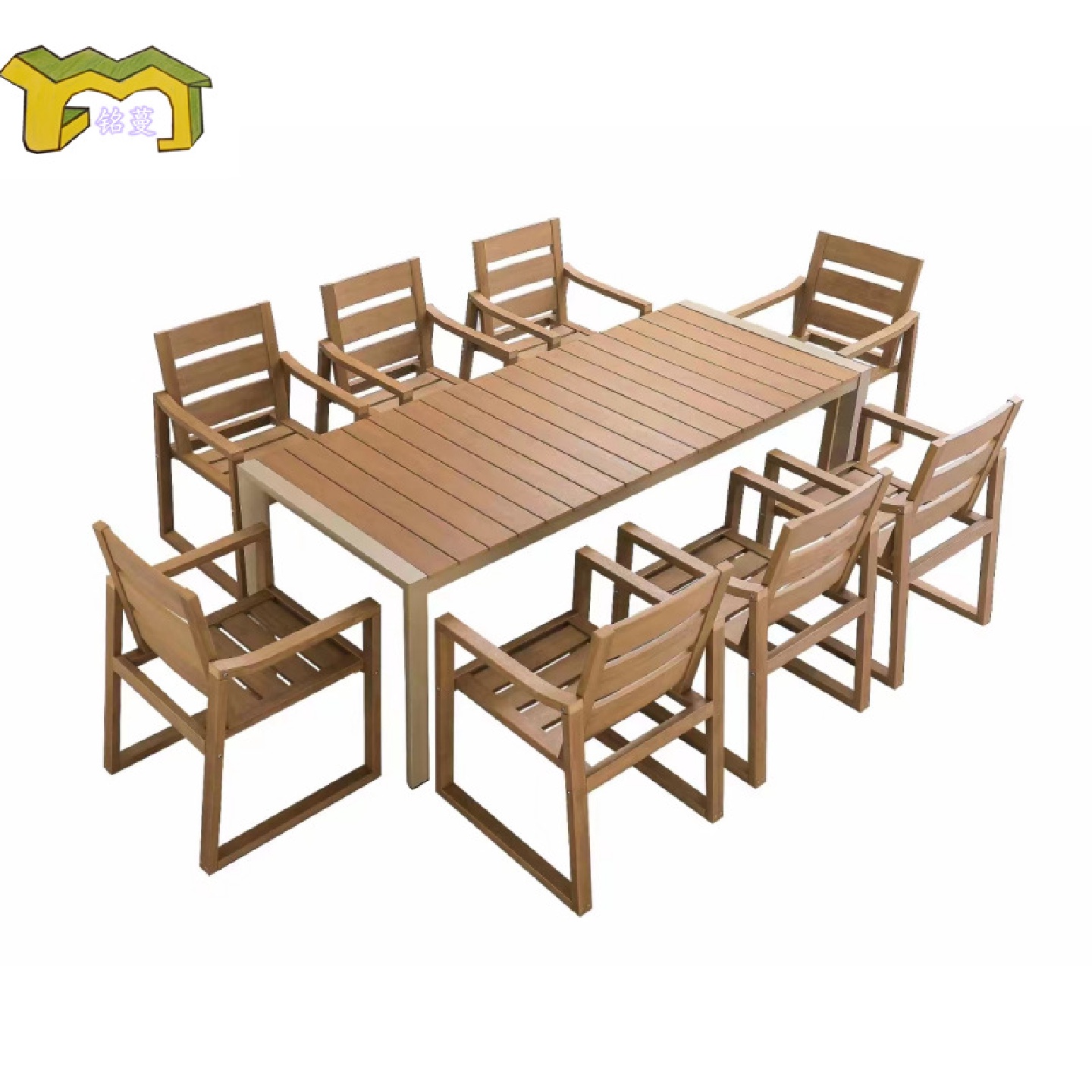 室外防腐木餐桌椅庭院花园阳台休闲家具组合户外露天防水塑木桌椅