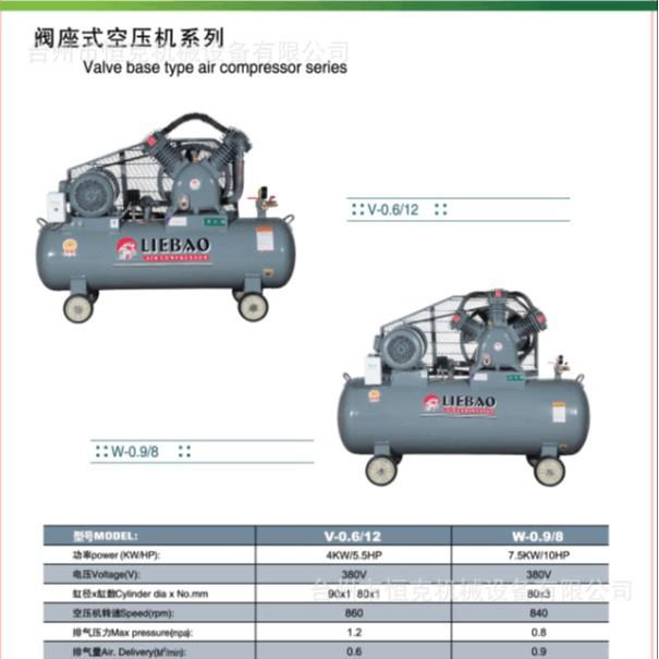 小型静音油润滑空压机10HP移动式机械阀座空压机活塞式空气压缩机