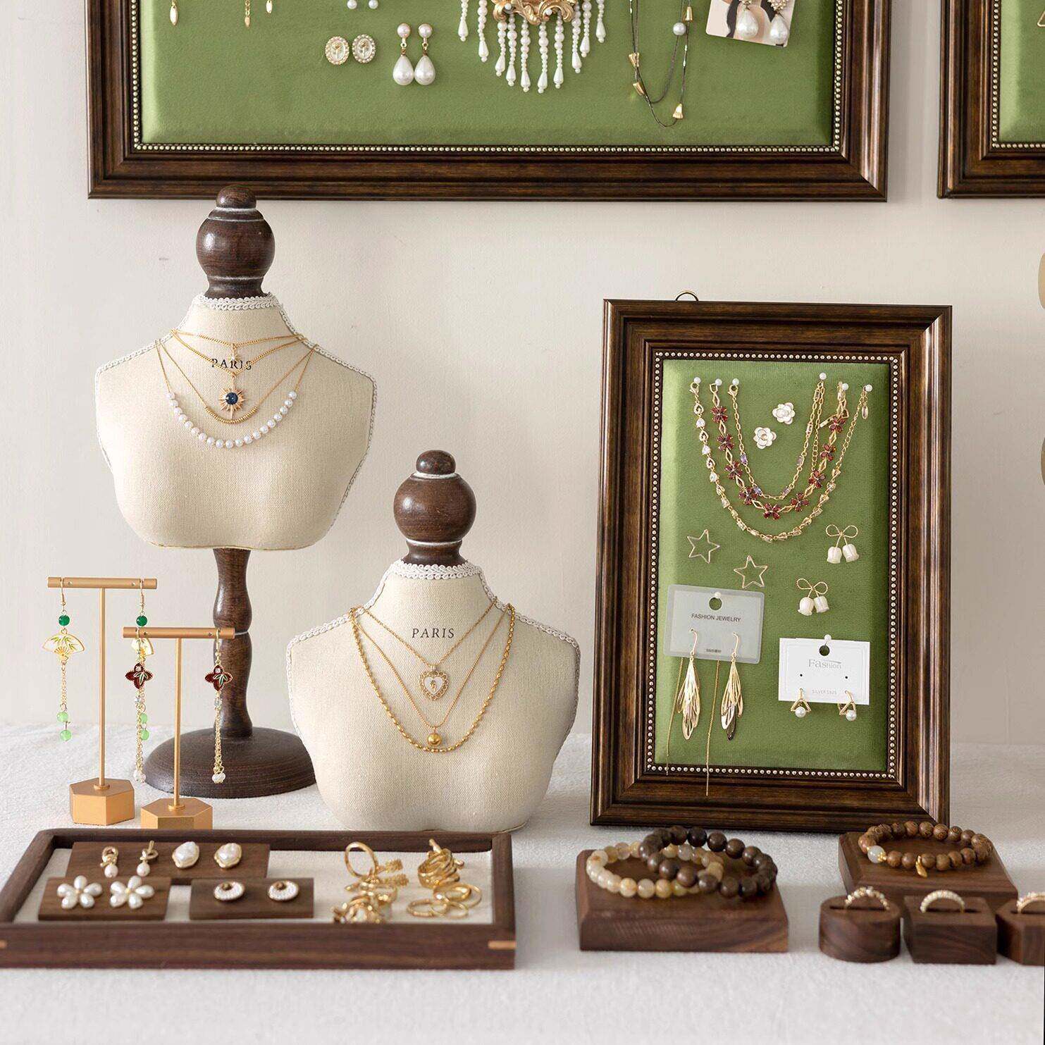 站立复古相框首饰展示架挂墙上珠项链耳环手串饰品柜台摆摊陈列
