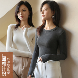 高级感长袖 2026春秋冬款 内搭修身 女西装 T恤 黑色莫代尔圆领打底衫