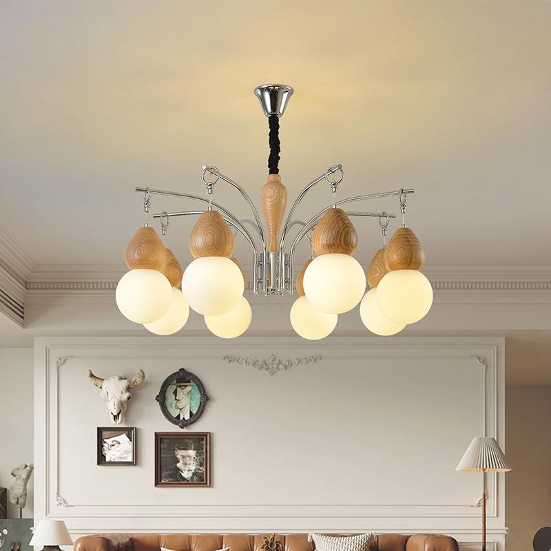 客厅吊灯家装灯饰大气实木餐厅灯卧室灯创意中式中山灯具葫芦形灯