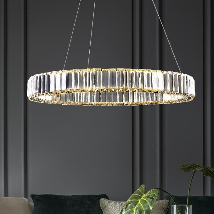 轻奢后现代水晶客厅吊灯简约卧室餐厅创意个性设计师圆圈水晶吊灯