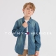 水洗纯棉衬衣青少年蓝色外套牛仔衫 衬衫 男童翻领长袖 潮牌春秋新款