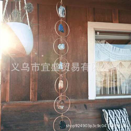 跨境新款Raw Crysta Gemstone Wall Decor原水晶墙饰风铃摆件装饰