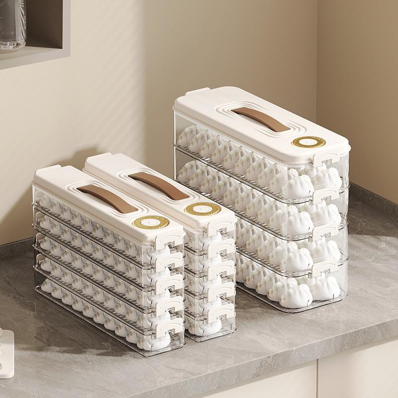 一座一忘家用厨房馄饨饺子速冻盒冰箱保鲜收纳盒多层可叠加饺子盒