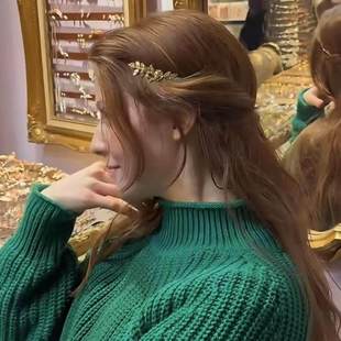 希腊风格后戴式发箍小红书爆款欧美时尚叶子头箍金色后带式头箍