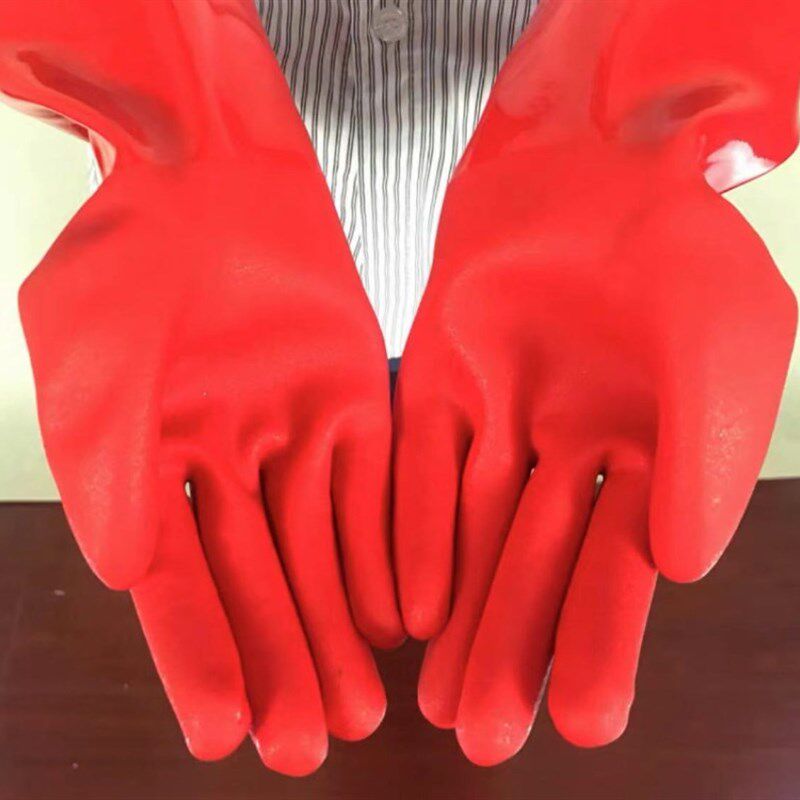 冬天橡胶保暖防水洗衣服胶皮耐磨连体绒家务耐寒加厚加绒洗碗手套