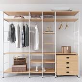 放式 实木衣柜家用卧室衣橱简易衣柜无门步入式 开 挂衣架落地衣帽