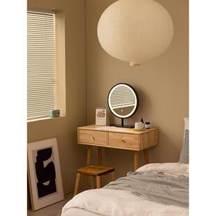 小户型实木梳妆台现代简约原木色化妆桌北欧卧室化妆台迷你小书桌