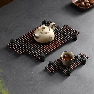 竹制小竹排茶垫茶席茶帘壶承杯托干泡茶盘覆古手工竹编茶具配件