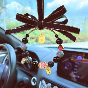 2025新款汽车挂件送男友女神款平安挂饰精致黑玛瑙葫芦车载吊坠