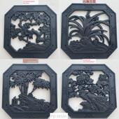 八角梅兰竹菊透窗pp树脂塑料装 饰覆古中式 围墙窗花浮雕塑料墙饰