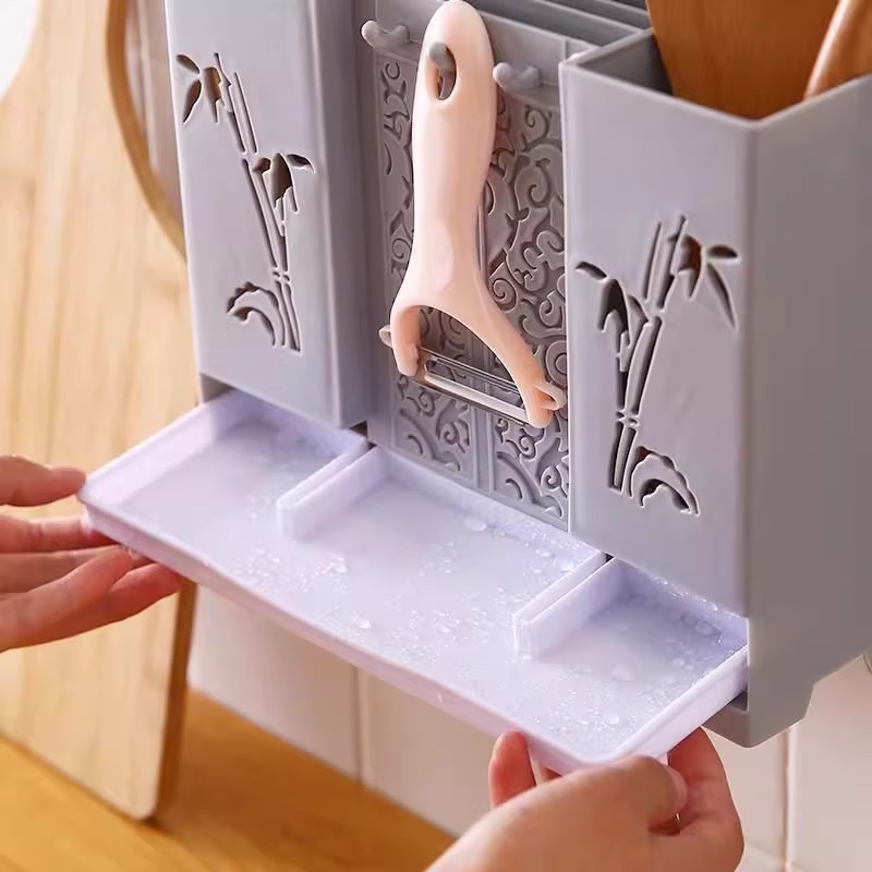 【下单立减50】厨房家用筷子筒多功能壁挂筷笼子创意沥水筷子笼筷