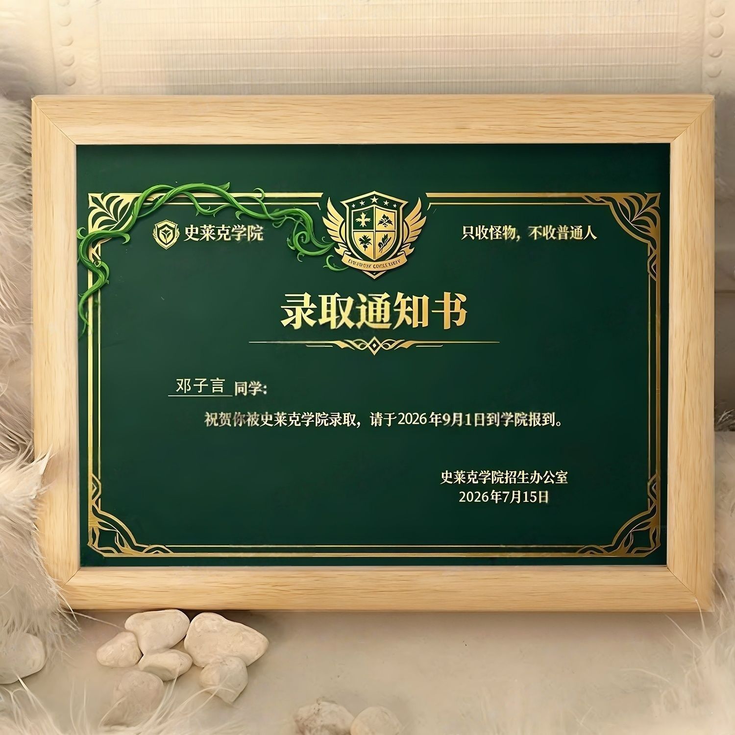 斗罗大陆录取通知书姓名定制相框