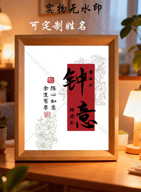 谐音梗情侣名字定制相框新婚礼