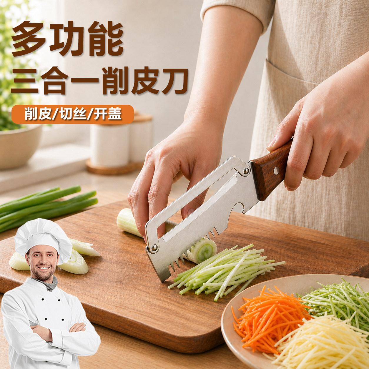 多功能削皮刀厨房专用切葱器多功能刮丝刀厨房小工具刨刀削皮器