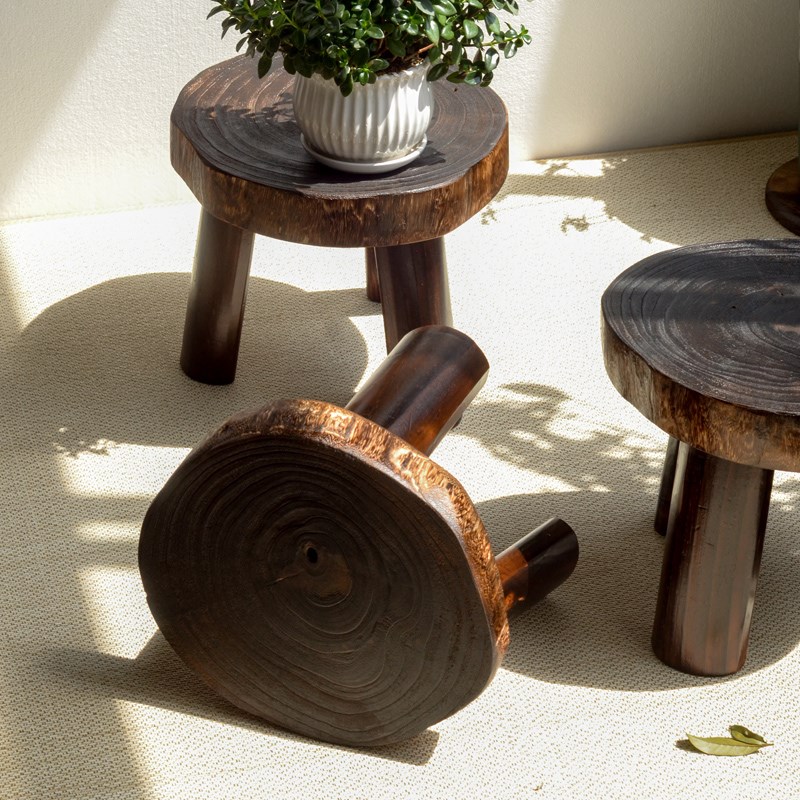 实木复古简约小板凳木凳圆凳子家用换鞋凳坐凳茶几木墩矮凳民族凳