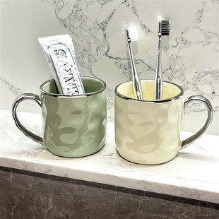 轻奢高颜值陶瓷刷牙洗漱杯牙具杯 简约漱口杯家用情侣牙刷杯子套装