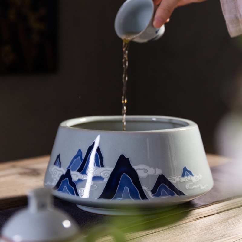 茶洗陶瓷家用洗茶杯盆的器皿水洗碗特大号茶具配件笔洗水盂