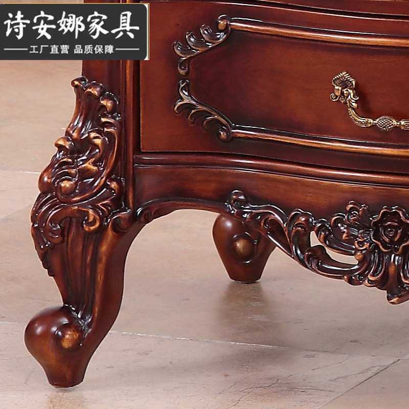 卧室美式乡村床头柜 欧式实木雕花抽屉床边柜子TC-009