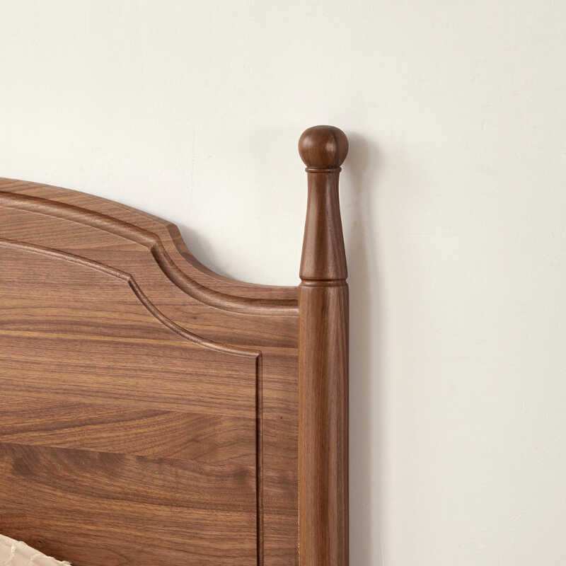 北美黑胡桃木1.8米双人床现代简约全实木主卧床北欧樱桃木1.5米床