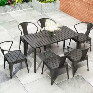 北欧塑木户外桌椅 咖啡厅餐厅室外一桌四椅 小区庭院休闲桌椅组合