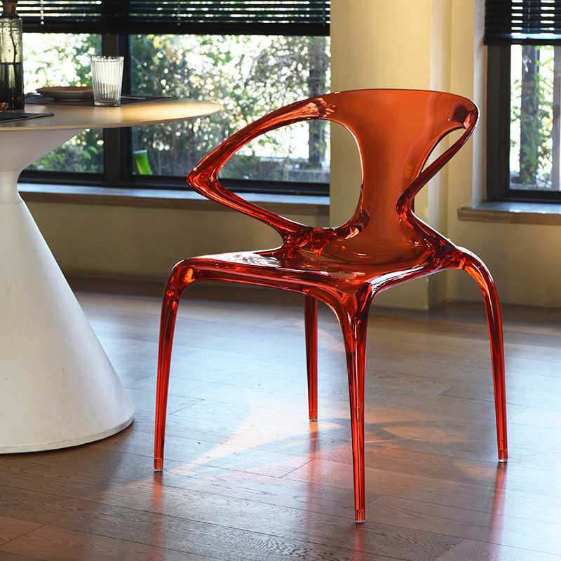 亚克力透明餐椅家用设计师AVA椅靠背椅导台椅意式轻奢网红水晶椅