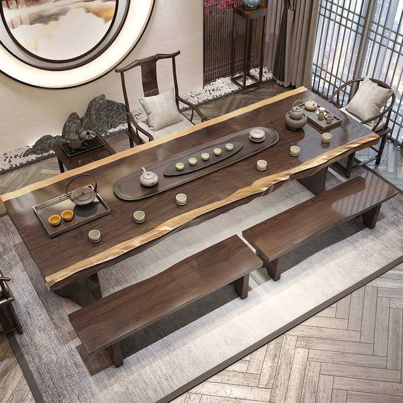 新中式大板茶桌椅组合客厅喝茶复古实木茶桌禅意茶台办公室泡茶桌,鲜花速递/花卉仿真/绿植园艺,割草机/草坪机,淘宝优惠券,粉丝福利购,淘宝优惠卷