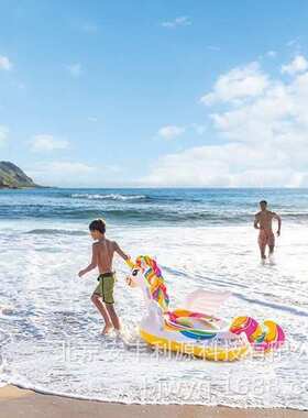 INTEX57561 小独角兽充气坐骑 水上浮排 休闲娱乐浮排pvc材料