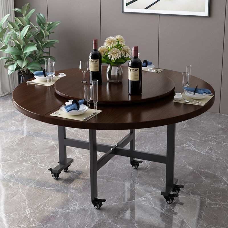 折叠桌家用餐桌客厅大圆桌小户型圆形桌面多功能可移动吃饭桌餐台