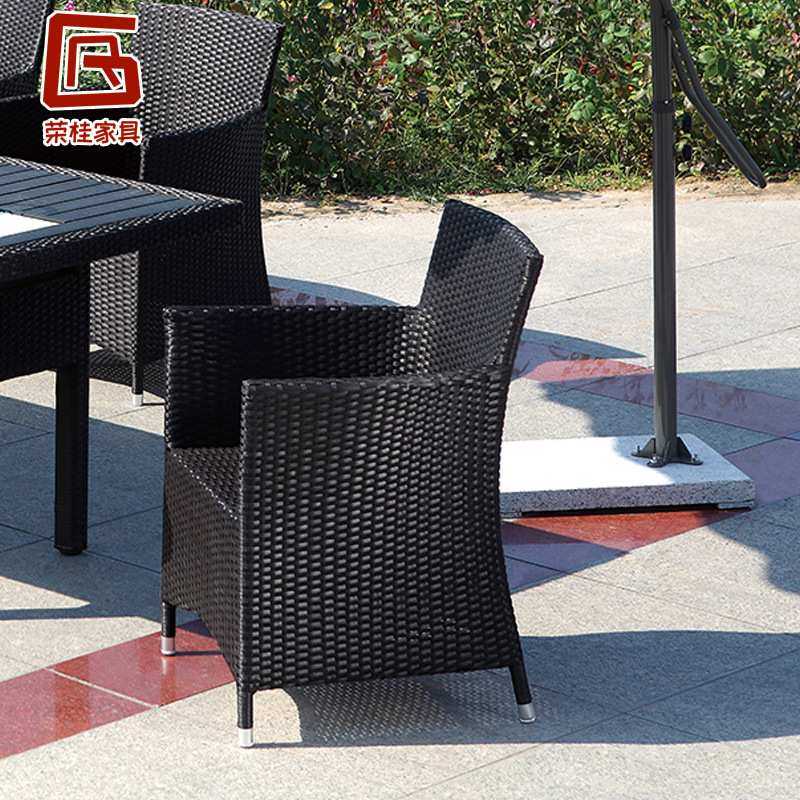 户外藤编桌椅多人组合长条桌藤编茶几聚餐桌户外家具厂家供应