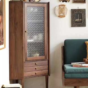 北欧简约实木家用三角柜转角柜简约现代黑胡桃木复古墙角柜置物柜