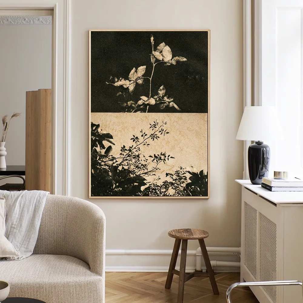 复古黑白挂画中古风客厅现代植物花卉装饰画工厂 酒店民宿挂画