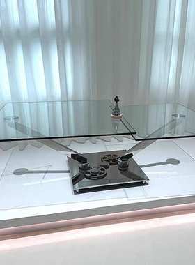 Astrolab北欧经典设计师不锈钢玻璃方形茶几意式旋转式机械茶几