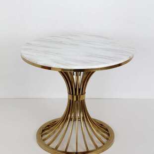 不锈钢轻奢桌椅大理石餐桌时尚家具洽谈桌咖啡桌