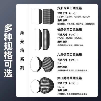 快装网格柔光箱格栅款蜂巢补光灯罩长条柔光箱摄影棚保荣卡口配件